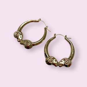 14K gold plated Sheep hoop earrings NWT